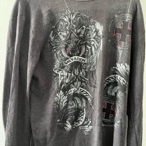 Mma Elite Men's Gray Graphic Sweater with 'Salvation' Crest
